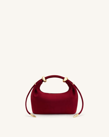 Ellie Henkeltasche aus Wildlederimitat mit Metallring-Verzierung - Burgund