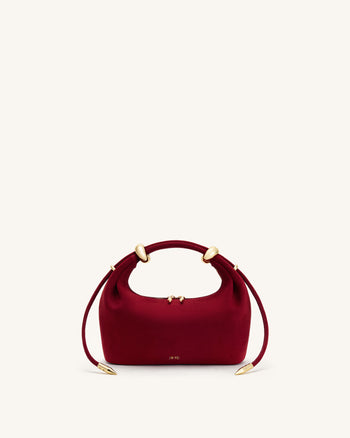 Ellie Henkeltasche aus Wildlederimitat mit Metallring-Verzierung - Burgund