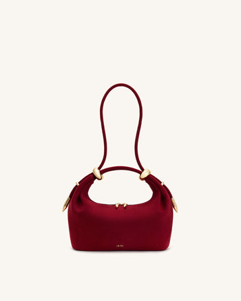 Ellie Henkeltasche aus Wildlederimitat mit Metallring-Verzierung - Burgund