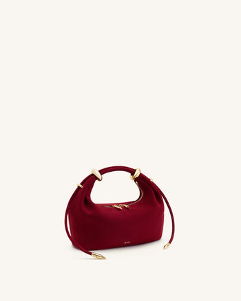 Ellie Henkeltasche aus Wildlederimitat mit Metallring-Verzierung - Burgund