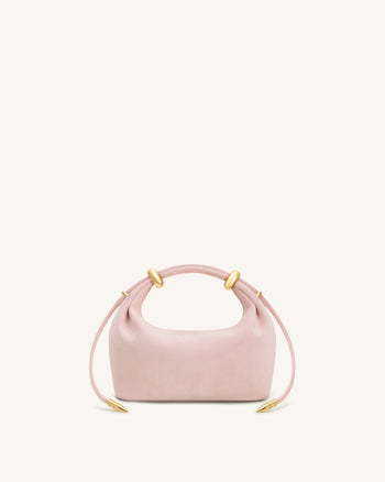 Ellie Henkeltasche aus Wildlederimitat mit Metallring-Verzierung - Pink