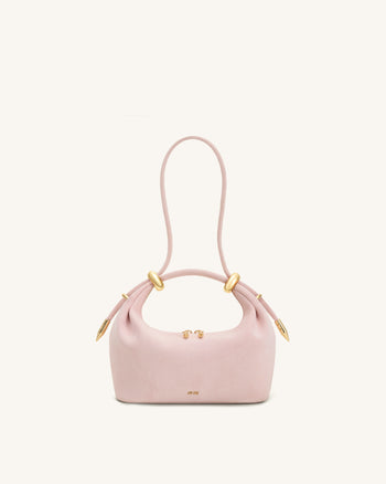 Ellie Henkeltasche aus Wildlederimitat mit Metallring-Verzierung - Pink