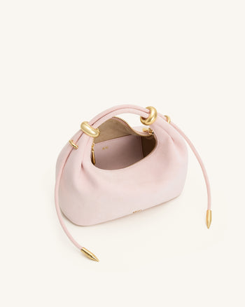 Ellie Henkeltasche aus Wildlederimitat mit Metallring-Verzierung - Pink