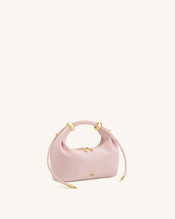Ellie Henkeltasche aus Wildlederimitat mit Metallring-Verzierung - Pink