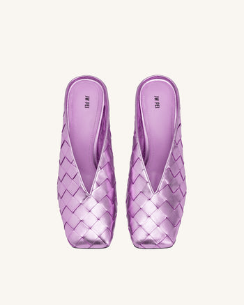 Ellie Geflochtene Mules mit Absatz und Square-Toe - Lila