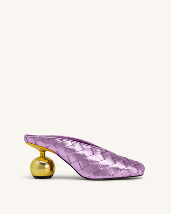 Ellie Geflochtene Mules mit Absatz und Square-Toe - Lila