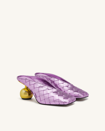 Ellie Geflochtene Mules mit Absatz und Square-Toe - Lila