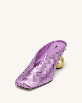 Ellie Geflochtene Mules mit Absatz und Square-Toe - Lila