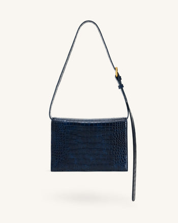 Clio Envelope-Umhängetasche - Navyblau in Krokoprägung