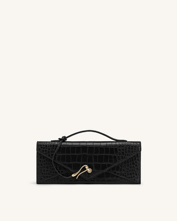 Celeste Umschlag-Henkeltasche - Schwarzes Kroko