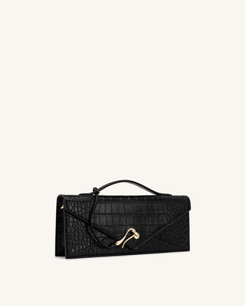 Celeste Umschlag-Henkeltasche - Schwarzes Kroko