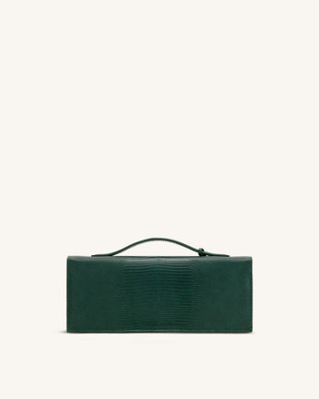 Celeste Envelope-Henkeltasche - Olivgrün mit Eidechsen-Struktur