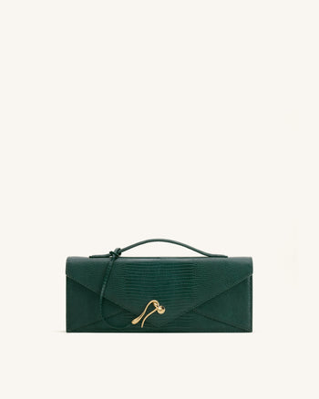 Celeste Envelope-Henkeltasche - Olivgrün mit Eidechsen-Struktur