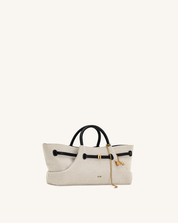 Maeve Tote Bag mit Dackel-Metallanhänger - Schwarzes Canvas
