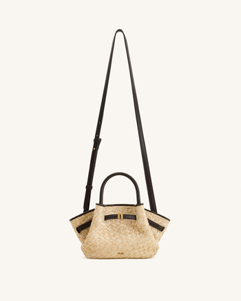 Hana Mini-Tote-Bag aus Strohimitat - Braun