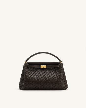 Carmen Geflochtene Henkeltasche - Dunkelbraun