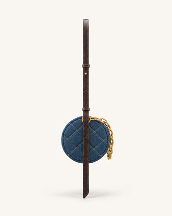 Lucienne Gesteppte Dackel-Schultertasche mit Kette - Blue Denim