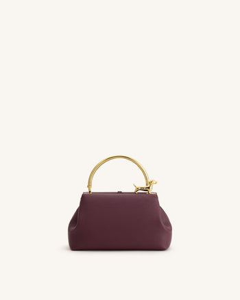 Bruna Henkeltasche mit Dackel-Metallgriff - Burgund