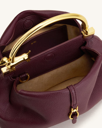 Bruna Henkeltasche mit Dackel-Metallgriff - Burgund
