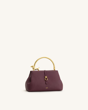 Bruna Henkeltasche mit Dackel-Metallgriff - Burgund