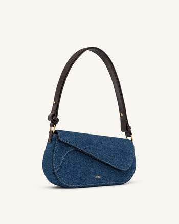 Addisyn Schultertasche - Blauer Denim