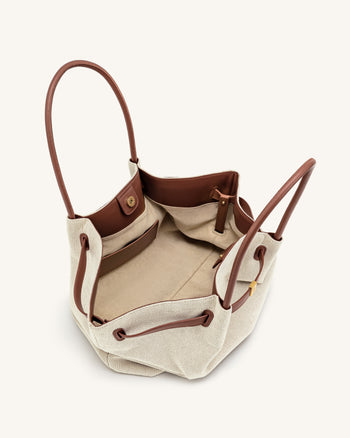 Hana Große Tote Bag - Brauner Canvas