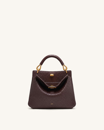 Lucia Henkeltasche in Elefanten-Optik - Dunkelbraun