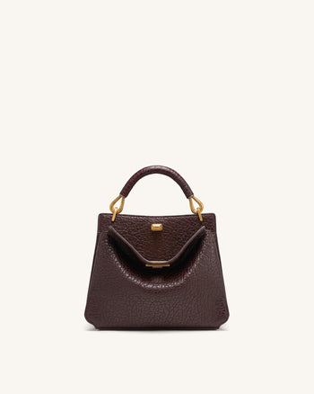 Lucia Henkeltasche in Elefanten-Optik - Dunkelbraun