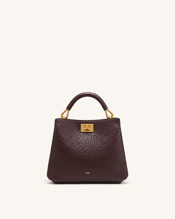 Lucia Henkeltasche in Elefanten-Optik - Dunkelbraun