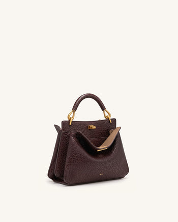 Lucia Henkeltasche in Elefanten-Optik - Dunkelbraun