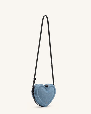 Arlene Herzförmige Umhängetasche - Hellblauer Denim