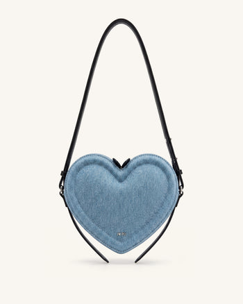 Arlene Herzförmige Umhängetasche - Hellblauer Denim