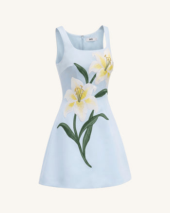 Lily Ärmelloses A-Linien-Minikleid mit Blumenprint - Hellblau