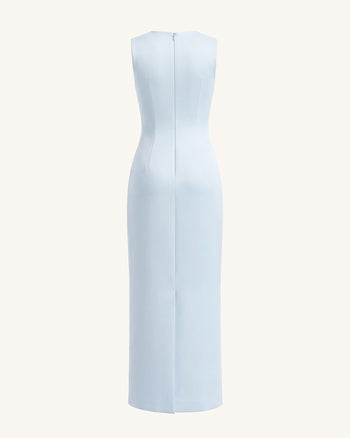 Lily Ärmelloses Column-Maxikleid mit Blumenprint - Hellblau