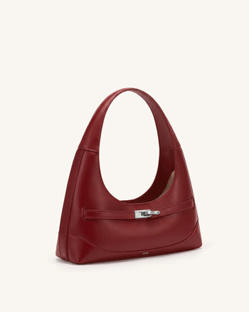 Noelle Schultertasche mit Gürtel - Tiefes Burgunderrot