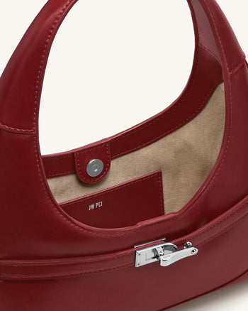 Noelle Schultertasche mit Gürtel - Tiefes Burgunderrot