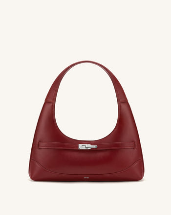 Noelle Schultertasche mit Gürtel - Tiefes Burgunderrot