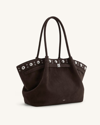 Hana Große Tote Bag aus Wildlederimitat - Tiefbraun