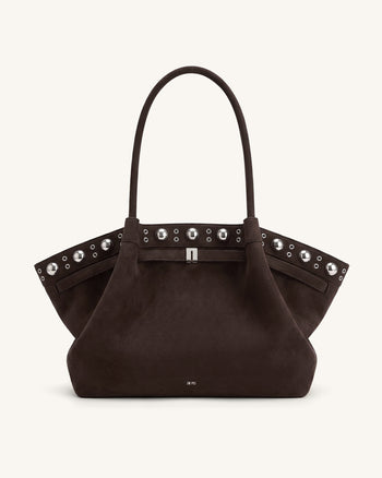 Hana Große Tote Bag aus Wildlederimitat - Tiefbraun