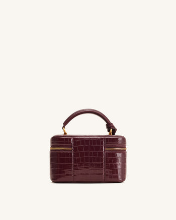 Cleo Box Shape Top Handle Tasche - Kaminrot Kroko