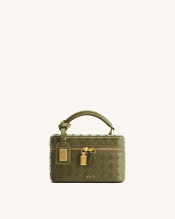 Cleo Gewebte Textur Box Shape Top Handle Tasche - Olivgrün