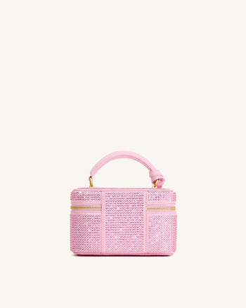 Cleo Künstliche Kristall Box Shape Top Handle Tasche - Rosa