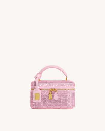 Cleo Künstliche Kristall Box Shape Top Handle Tasche - Rosa
