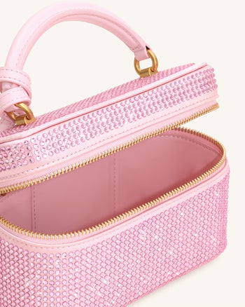 Cleo Künstliche Kristall Box Shape Top Handle Tasche - Rosa