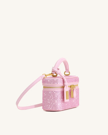 Cleo Künstliche Kristall Box Shape Top Handle Tasche - Rosa