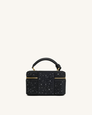 Cleo Künstliche Kristall Box Shape Top Handle Tasche - Schwarz