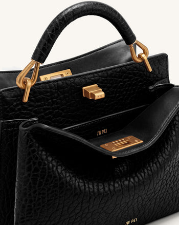 Lucia Henkeltasche in Elefanten-Optik - Schwarz