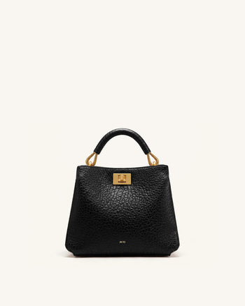 Lucia Henkeltasche in Elefanten-Optik - Schwarz