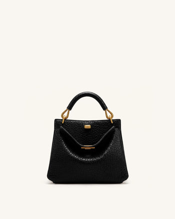 Lucia Henkeltasche in Elefanten-Optik - Schwarz