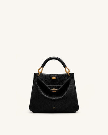 Lucia Henkeltasche in Elefanten-Optik - Schwarz